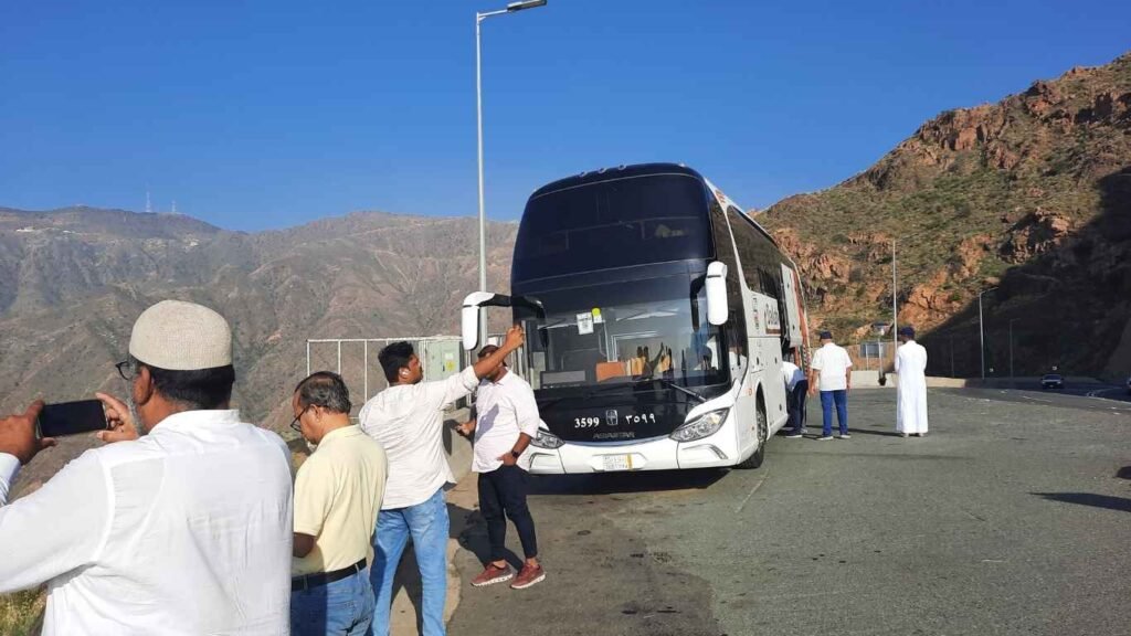 Family using city to city bus service Saudi Arabia for travel